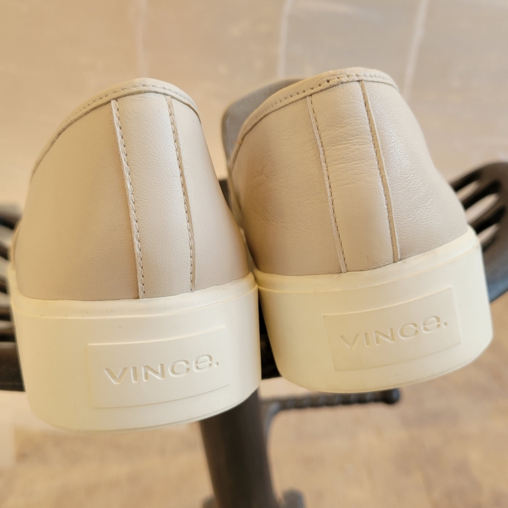 Vince Brenden Leather Slip-on Sneaker Loafers Shoes 11 Designer Luxury White - Picture 6 of 8
